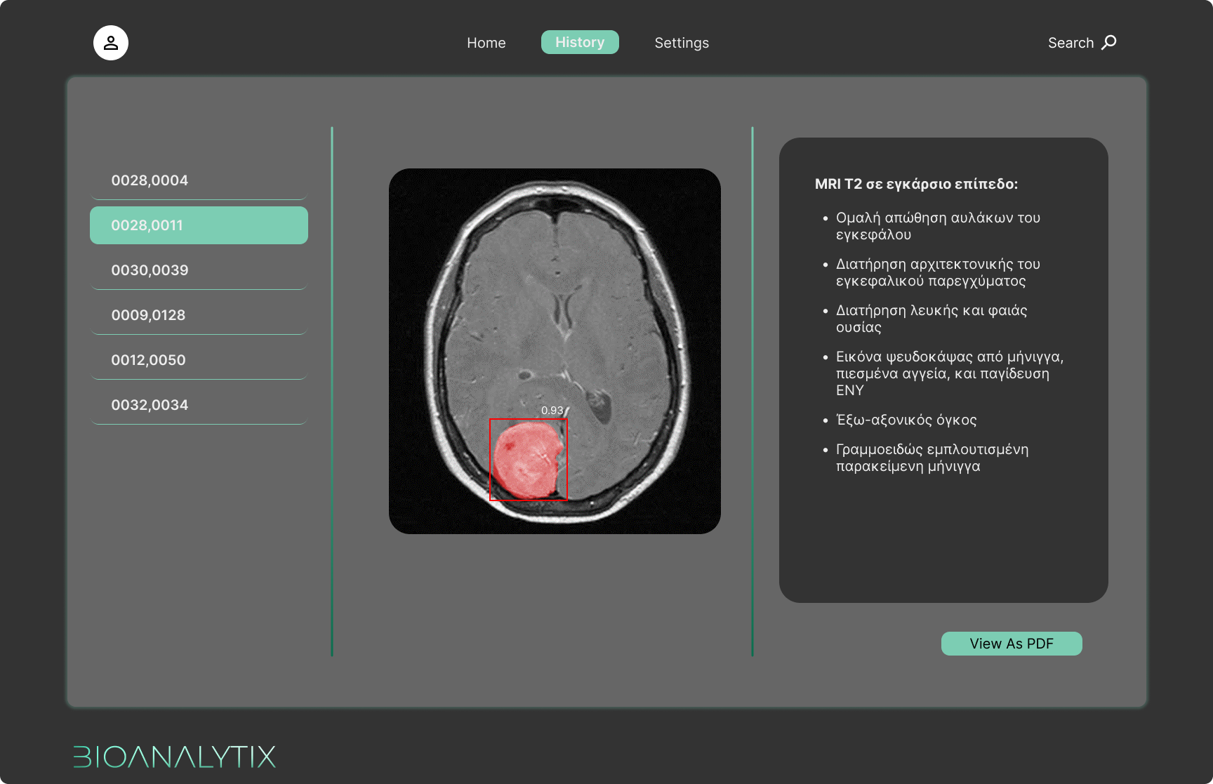 BioAnalytiX intelligent diagnostic report with medical imaging analysis and clinical recommendations